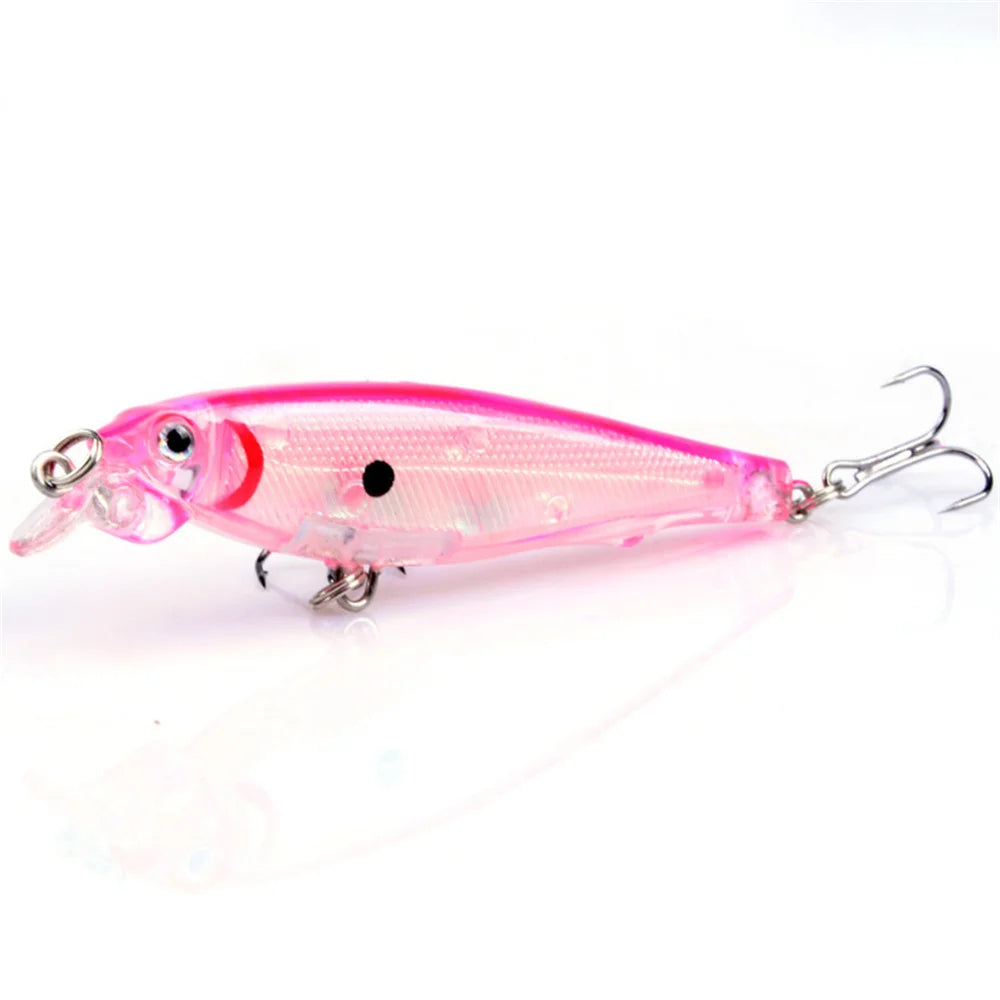 1pcs Floating Laser Hard Minnow Lure 8cm 7.5g Isca Artificial Plastic Bait Wobblers Fishing Tackle Trolling Crankbait Pesca