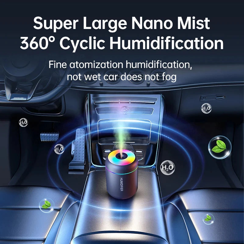 180ML Mini USB Air Humidifier & Aroma Diffuser, Essential Oil Purifier with LED Lights for Car Home Bedroom, Portable