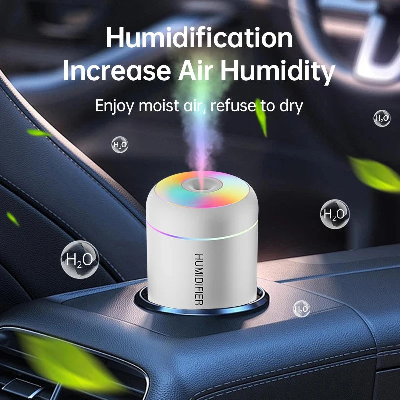 180ML Mini USB Air Humidifier & Aroma Diffuser, Essential Oil Purifier with LED Lights for Car Home Bedroom, Portable